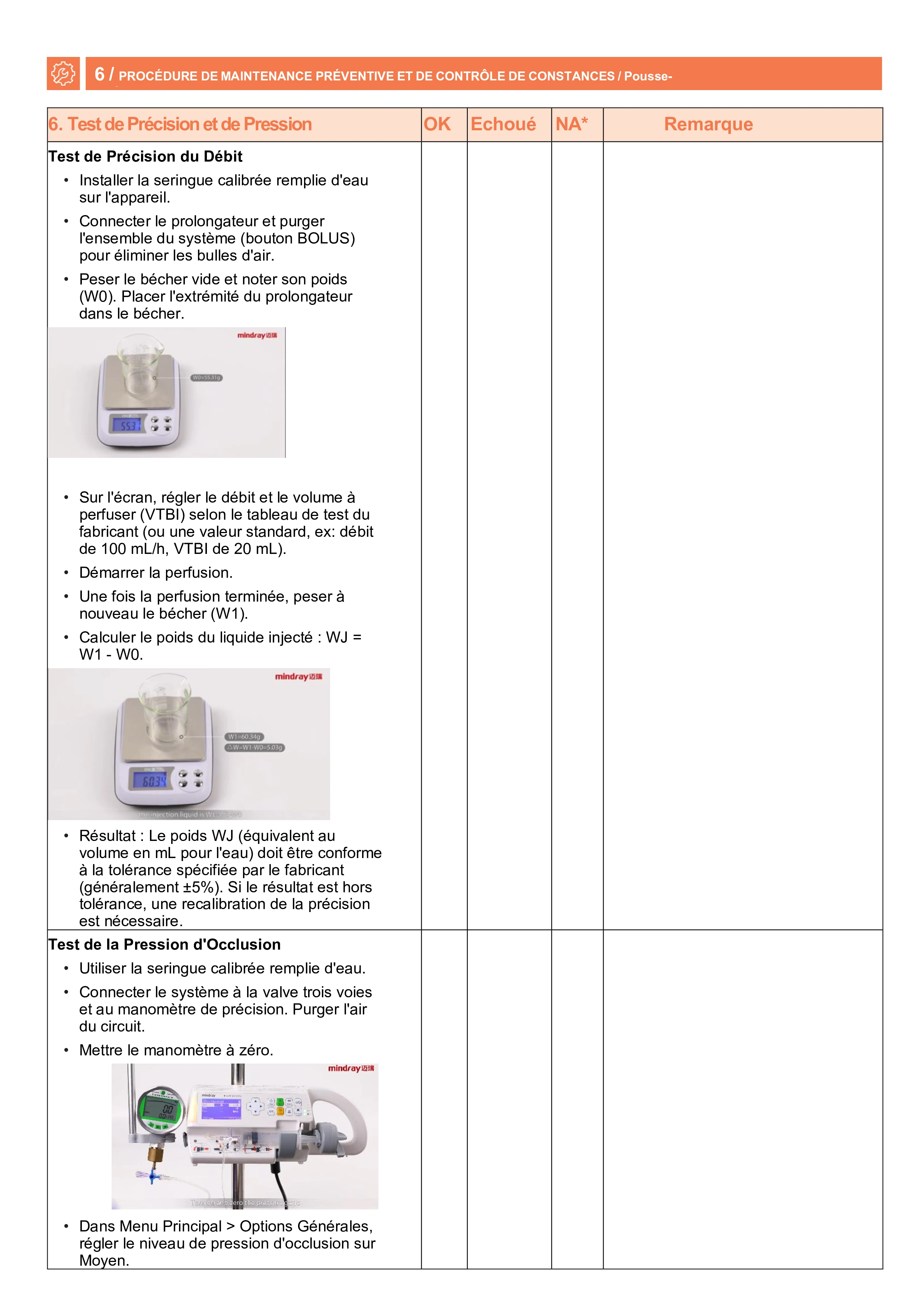 Page de garde du guide de maintenance pour pousse-seringue.