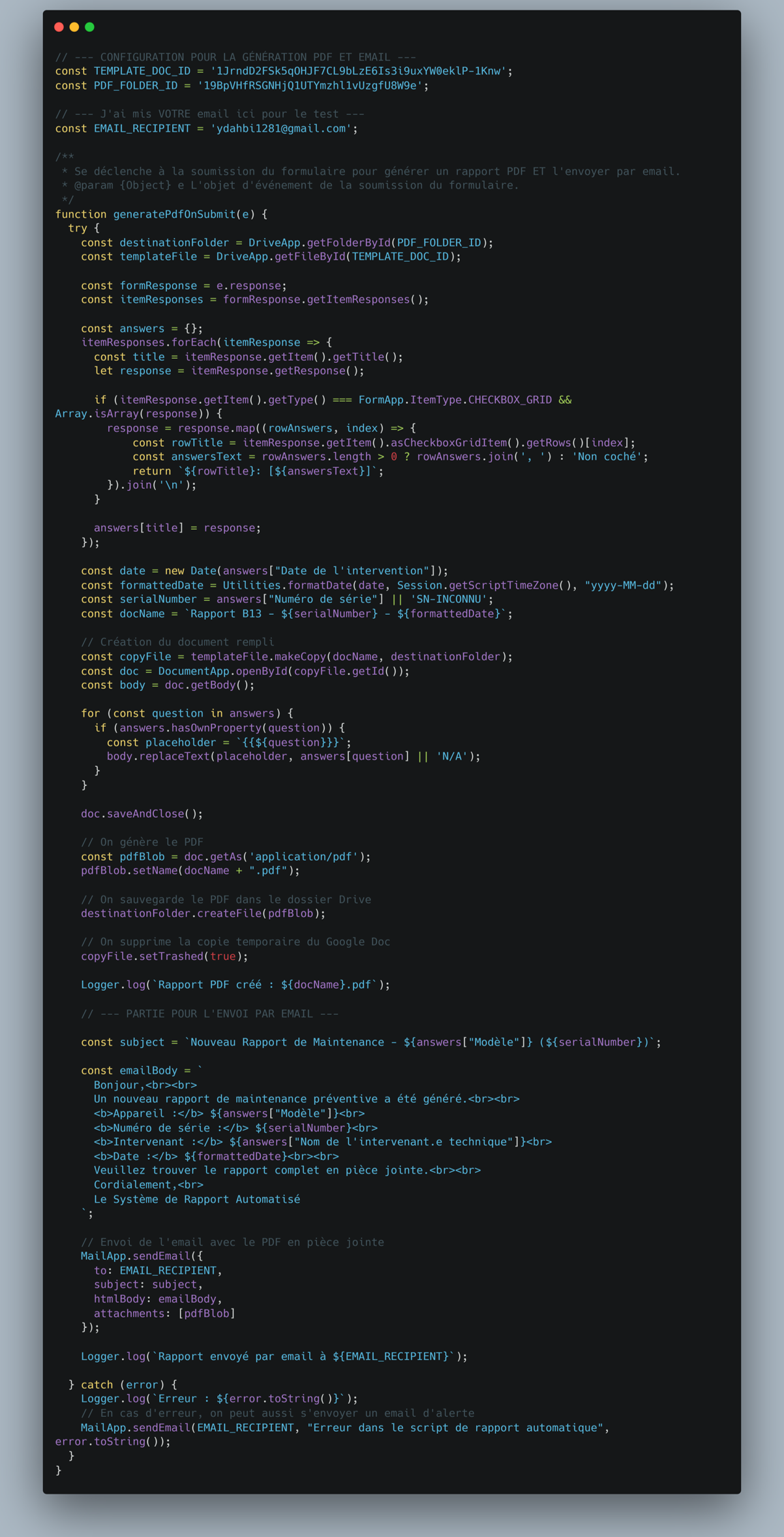 Diagramme de l'architecture de la solution d'automatisation des rapports