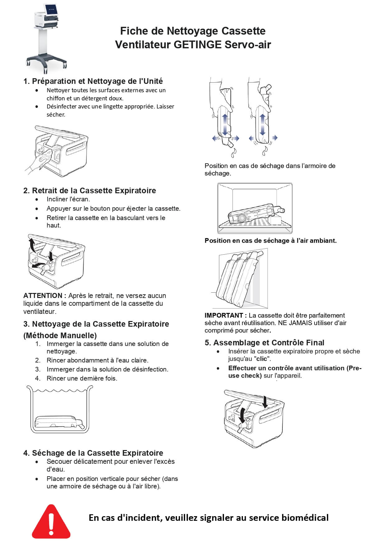 Fiche de protocole de nettoyage pour cassette de stérilisation